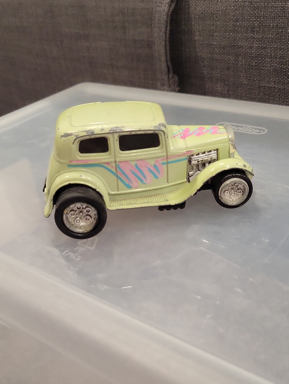 Vintage Light Green Toy Car with Pink and Teal Accents - Kids Toys